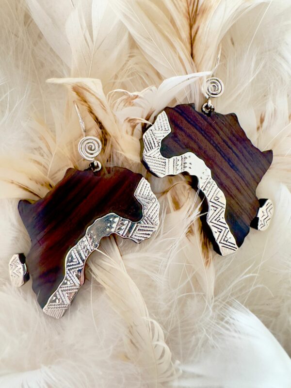 Boucles "L'Afrique ébène et argent Ėcume"